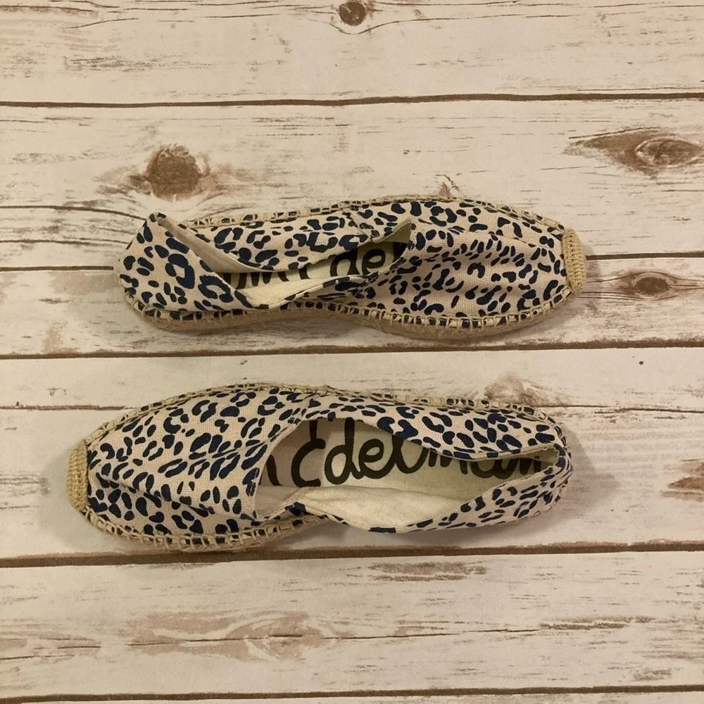 Sam Edelman Canvas Verona Leopard Print Fabric Espadrille Size 8
